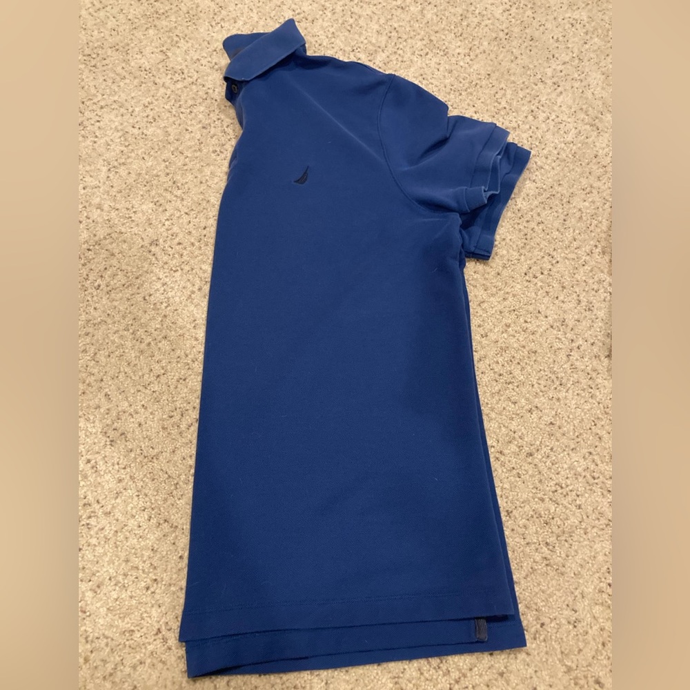 Nautical performance deck polo shirt.  XL, medium blue in color